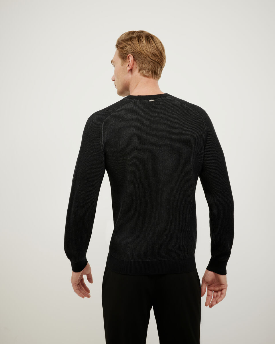 Two-Toned Crew Neck Knit, Black, hi-res